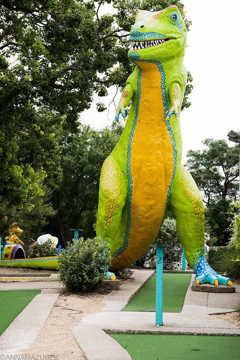 Colorful public art along a downtown route